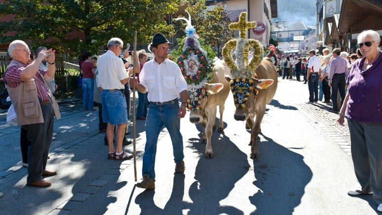 Mayrhofen, 6. Oktober 2018 Mayrhofen im Zillertal feiert den Almabtrieb besonders groß. Am Vormittag beginnt das Almabtriebsfest mit einem großen Brauchtumsumzug.