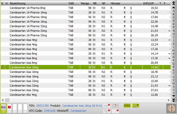 - Bei BAR-erfassten Wirkstoffen taucht in der Arzneimittelinfoleiste der IWW