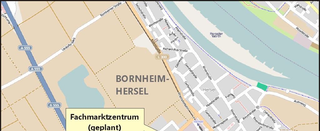 Aufgabenstellung In Bornheim ist vorgesehen, den an der Straße Im Siemenacker bestehenden ALDI- Markt auf einen Flächenbereich südlich der Roisdorfer Straße (L8) und westlich der Straße Im