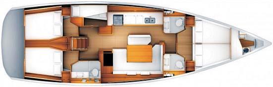 Sun Odyssey 54 DS 5+1 ab 2018: Länge 14,80 m Breite 4,49 m Tiefgang 1,65/2,24 m Verdrängung 11,3 t