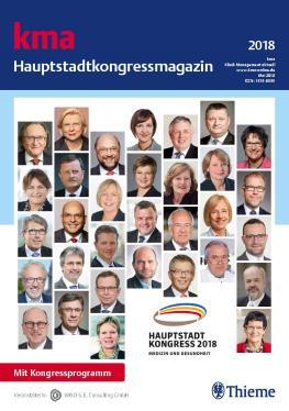 Hauptstadtkongress 2019 Medizin und Gesundheit vom 21. - 23.5.2019 in Berlin Titel Erscheint Anzeigenschluss kma Messemagazin zum Hauptstadtkongress 02.05.19 08.04.19 4.980,-- 11.000 Kongresspräsenz.