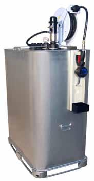 Tank pneumato 1-AF Pumpensystem fahrbar für Frostschutz Pumpenaggregat pneumato 1, Druckübersetzung 1:1 Stahlsaugrohr mit Fußventil und Saugkorb, 4 m Druckschlauch DN12 oder Schlauchaufroller, offen