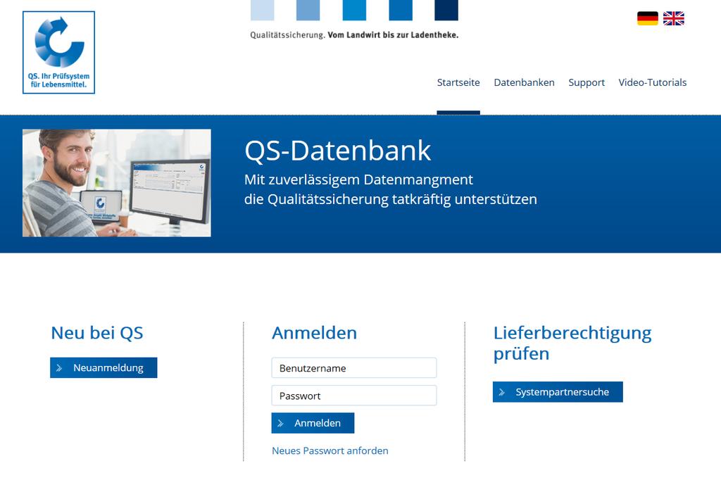 1 Anmeldung 1.1 Login in die Software-Plattform http://www.qs-plattform.de/ Datenbank https://www.qsplattform.