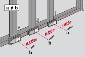 Bedienung Abstecken Zwei verschiedene Distanzen (a und b) können eingegeben werden, um definierte Messlängen zu
