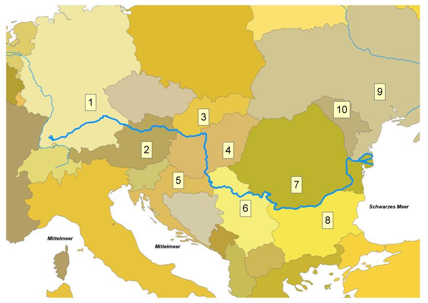 Die weite Reise der Donau Die Donau entsteht mit dem Zusammenfluss von _Brigach und _Breg bei _Donaueschingen Bis die Donau ins Schwarze Meer mündet ist sie bereits rund 2850 km durch _10_ Länder
