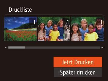 Einstellungen für den Druck aller Bilder Drucken von Bildern in der Druckliste (DPF) Befolgen Sie Schritt 1 unter Einstellungen für den Druck einzelner Bilder (= 134), wählen Sie [Auswahl aller