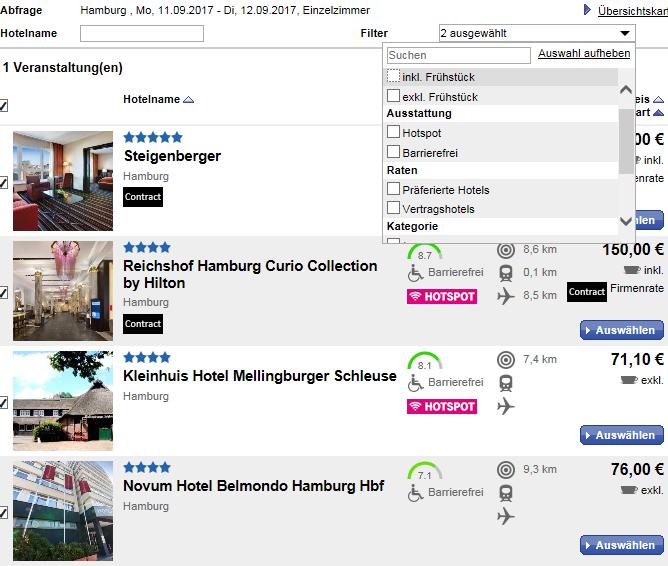 1.1.2 Hotel 5 Die neue Hotelergebnisliste bietet Ihnen nützliche Informationen auf einen Blick.