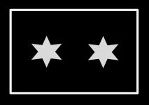 Sterne, davon vier in Form eines Rechtecks, ein Stern mittig und Litze silberfarben Balken: Dienstgradabzeichen aus dunkelblauem Stoff, 90 mm breit, 51, 64 oder 77