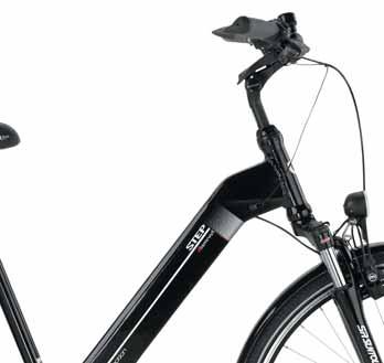 E-BIKES Rahmen Stossdämper Gabel Leistung Steuersatz Schalthebel Schaltwerk Umwerfer Kurbelgarnitur Tretlager Kassette Step City Wave 28" Suntour CR 8V Lock