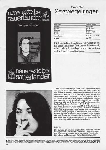 Archiv Verlag Sauerländer: Heidi Nef.