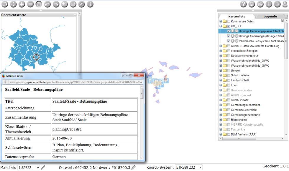 9. Automatisiert erstellter Metadatenbutton bei hinzugefügten WMS Beim Hinzufügen eines neuen WMS (Web Map Service) über den Button und bestehender Anbindung des WMS zu einem Metadatensatz wird