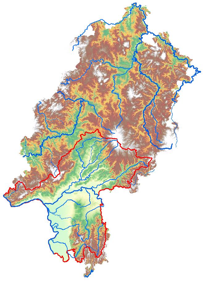 2. Modellierung der Grundwasserneubildung in Südhessen mit LARSIM-WHM Modellgebiet Südhessen (7218 km 2 ) Flächendifferenzierte Modellierung für 1206 Teileinzugsgebiete (á ca.