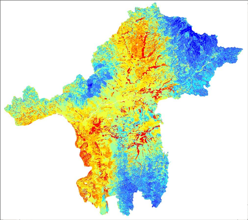 2. Modellierung der Grundwasserneubildung in Südhessen mit LARSIM-WHM Modellergebnisse 1994-2003 (Dekaden-Mittelwerte): Gesamtabfluss