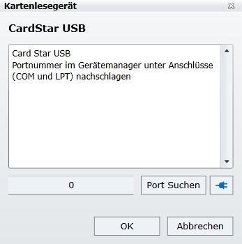 Möglichkeit, einen angeschlossenen Kartenleser auszuwählen und zu Konfigurieren.