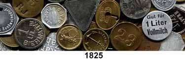 ...Sehr schön bis vorzüglich 50,- 1824 LOT von 97 Notmünzen und modernen Marken und Zeichen. Deutschland/Ausland.