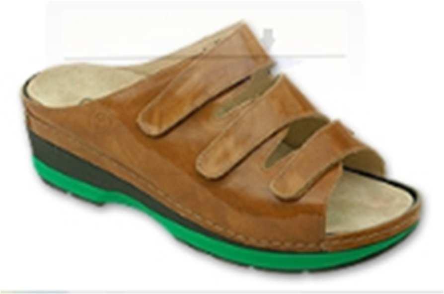 b. Schuhzurichtung als Rigidusrolle Bei einer Rigidusrolle wird eine Materialschicht von 4 bis 12 mm in den konfektionierten Schuhboden integriert und nach distal ausgeschliffen, sodass die