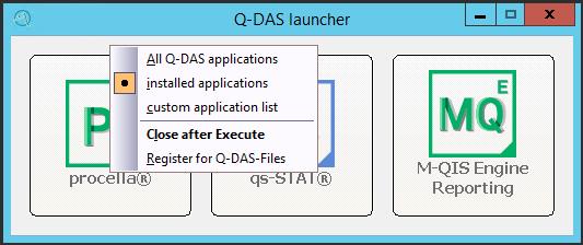 2.5 Neuen Eintrag für den Q-DAS launcher vornehmen Sofern Sie wünschen, dass beim Doppelklick auf eine DFQ oder DFD Datei der Q-DAS launcher geöffnet wird und Sie anschließend eine Q-DAS Applikation