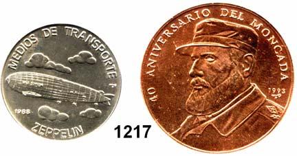 ...Polierte Platte 150,- 1216 1 Peso 1993; 5 Pesos 1975, 1981 (2), 1982, 1983, 1987 (Kon-Tiki), 1988, 1988 (Schach), 1993 (2); 10 Pesos 1997.