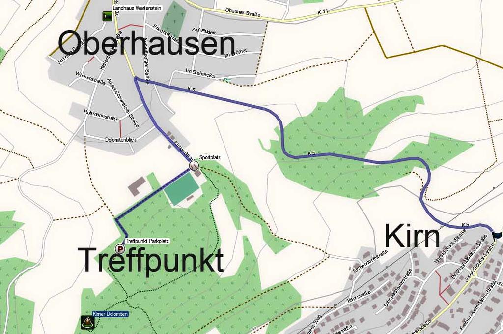TREFFPUNKT SAMSTAG UND SONNTAG 10:00 WALDPARKPLATZ Anfahrt mit dem PKW A 61 bis Ausfahrt 51 (AS Bad Kreuznach). Auf der B 41 (Bad Sodernheim).