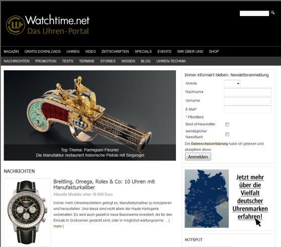 Portfolio watchtime.net Das Uhrenportal Faszination und Leidenschaft für mechanische Uhren Kurzprofil Die mechanische Uhr: Das ist das Thema, das die Besucher von Watchtime.net bewegt.