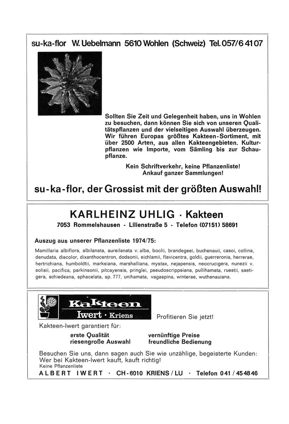 su-ka-flor W.Uebelmann 5610Wohlen (Schweiz) Tel.