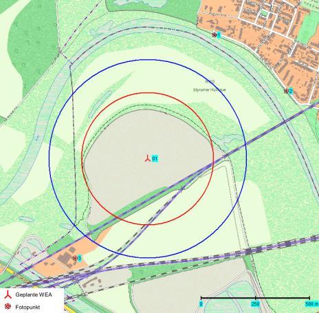 Optisch bedrängende Wirkung 3-fache Gesamthöhe 2-fache Gesamthöhe 149 m Gesamthöhe Es liegt keine optisch bedrängende