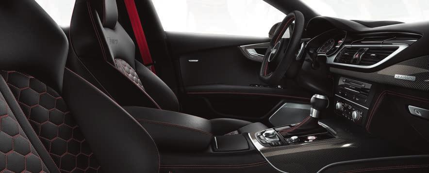 quattro Schriftzug RS-Sportsitze vorn mit Designpaket in Leder Valcona schwarz mit Wabensteppung in Karmesinrot Audi