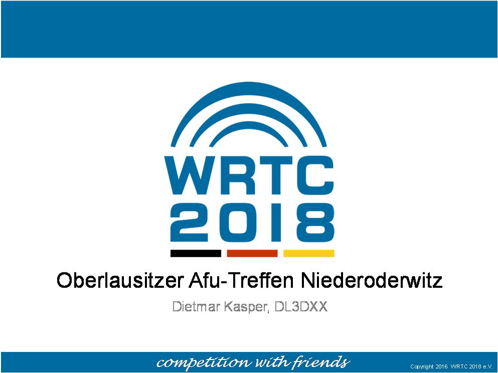 Als erster sprach Dietmar DL3DXX über die World Radio Team Championship 2018 (WRTC 2018). Er vermittelte dem Publikum wie diese Weltmeisterschaft 2018 in Deutschland abläuft.