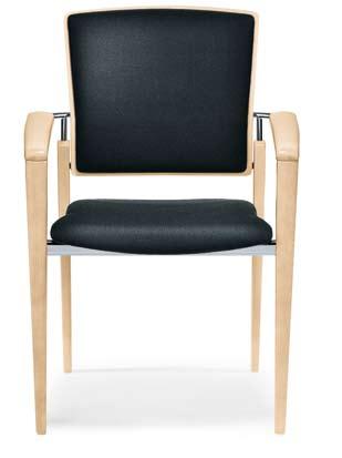 Rückenlehne Schichtholz/ Four-legged chair with armrests, stackable up to 6-high, upholstered seat, backrest