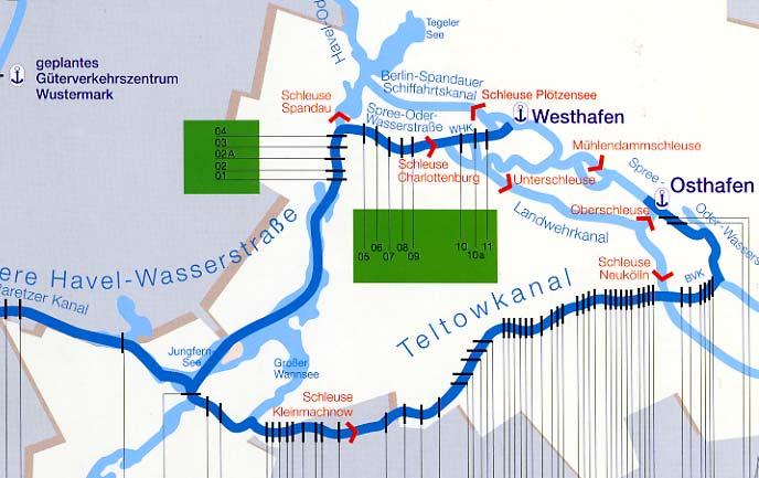 Lage der Ausbaustrecke UHW-km 0 bis 4 5 Brücken