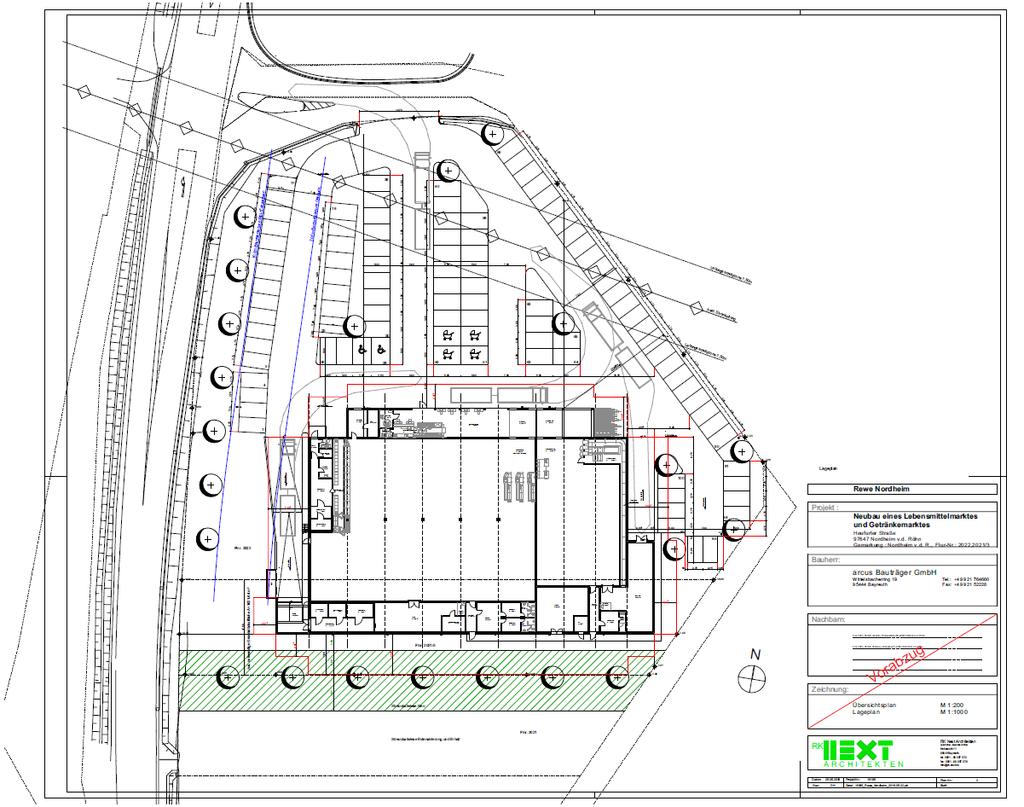 2 Projektplanung und Projektdaten Die Planung sieht den Neubau eines Supermarktes mit rd. 1.157 m 2 Verkaufsfläche und eines Getränkemarkts mit rd.