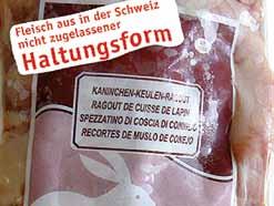 Kampagne «Stopp Käfigfleisch» Käfigkaninchen: endlich deklariert! Seit dem 1.1.2012 gilt die neue Deklarationspflicht für Käfig-Kaninchenfleisch.