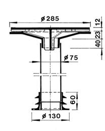 Ausschreibungstext: Isolierentwässerung für Brücken-NEUBAU aus Gusseisen geteert, verzinkt oder Edelstahl Garnitur bestehend aus: GE-Deckel (SIDE) GE-Trichter (SITR) PVC-Rohr (SIRO), Standardlänge