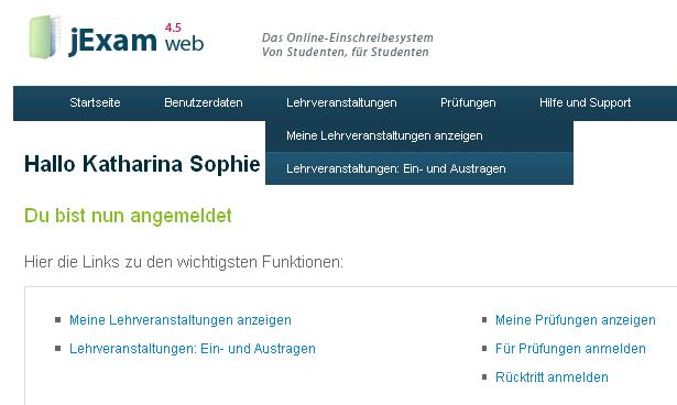 Auf der Seite www.jexam.