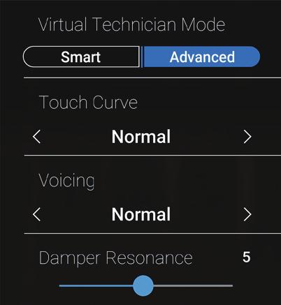 Touch Curve Typ verändern Durch Wischen nach links oder rechts bzw. durch Drücken der Pfeiltasten können Sie den Touch Curve Typ verändern. * Es stehen 7 verschiedene Touch Curve Typen zur Auswahl.