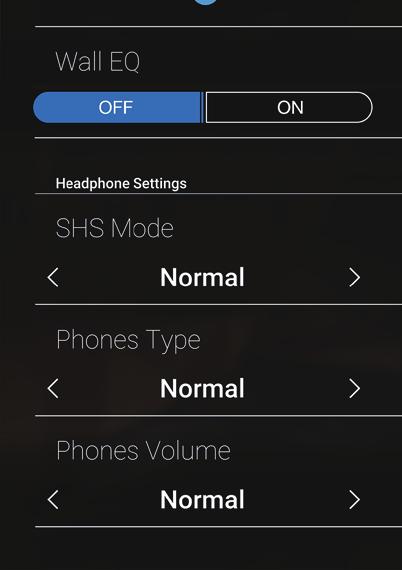 Sound Settings (Sound Einstellungen) 9 Phones Volume (Kopfhörer Lautstärke) Die Funktion Phones Volume begrenzt die Kopfhörer Lautstärke.