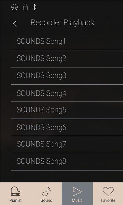 Tippen Sie auf die Funktion [Load Song From USB]. Die interne Songspeicherliste wird im Display angezeigt (10 Speicherplätze). Load Song From USB 3.