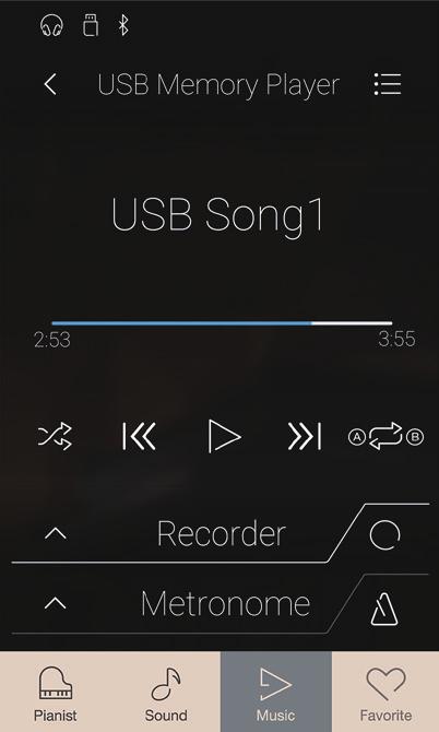 USB Memory Player 2. Tippen Sie nochmal auf die [A-B Wiederholungstaste], wenn der Punkt im Song kommt, den Sie als Endpunkt für die Wiederholung setzen möchten.