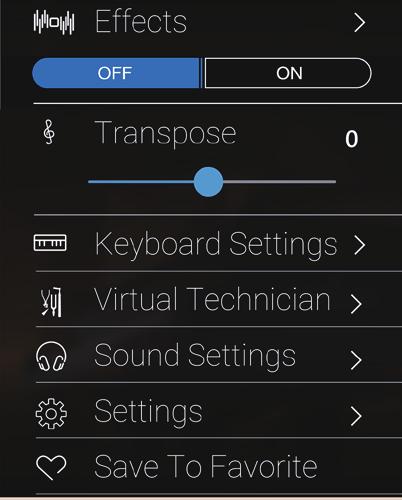 Transpose Einstellung (Transponierung) verändern Mit der Transpose Einstellung können Sie die Tastatur des NV10 in Halbtonschritten transponieren.
