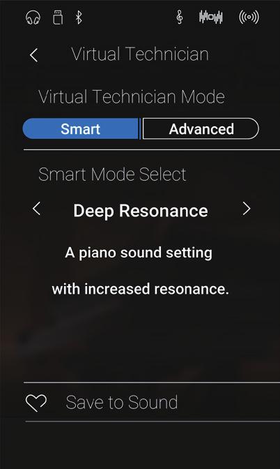 Smart Modus Preset wechseln Verändern Sie den Klangcharakter durch die Verwendung eines Presets. 1. Durch Wischen nach links oder rechts bzw.