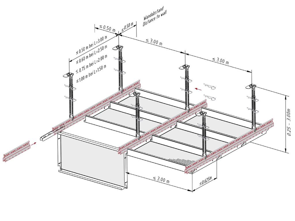 Klemmkonstruktion mit Rostprofil - Noniusabhänger Clamping construction with grid profile nonius suspension element Detail C Detail A Detail B Normbedarf: Benennung Standard material requirements