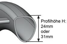 Greifring Curve pulverbeschichtet, ergonomisches Greifringprofil = Rahmenfarbe (Oberfläche glanz) = schwarz