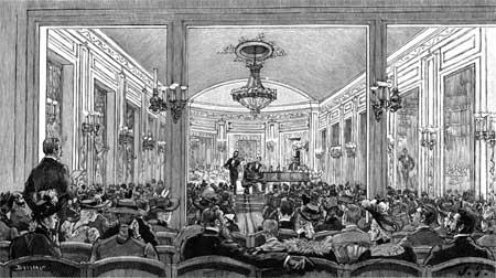 Der erste Salle Pleyel Unter der Leitung seines Sohnes Camille übersiedelten die Veranstaltungen schon 1839 in einen größeren Saal, bis 1927 der heutige Salle Pleyel gebaut wurde.