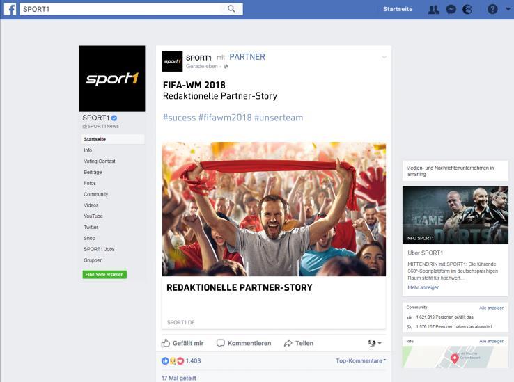 Maßgeschneidertes Storytelling mit maximaler Werbewirkung Maximal native Integration mit der Brand Story auf SPORT1 Brand Stories werden über