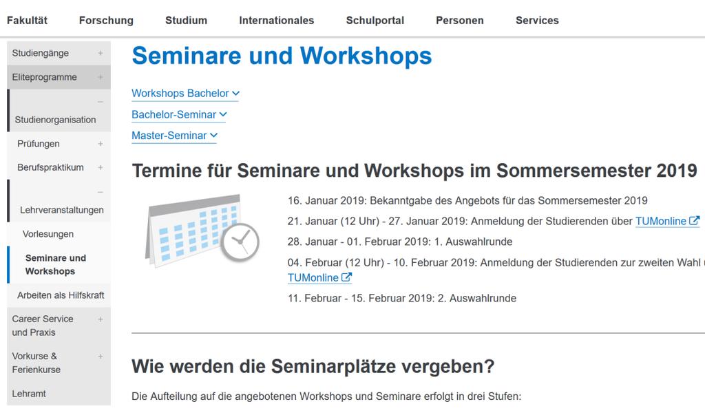 Workshop Pflichtmodul Vorgesehen 2. Semester (SoSe) Anmeldung im WiSe Vorbereitung in Semesterferien Vorträge 1. Woche SoSe Nur 1 mal im Jahr angeboten! http://www.ma.tum.de/workshops 16.