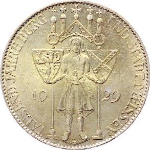 VorzüglichStempelglanz 340 3 Reichsmark 1929. Verfassung.