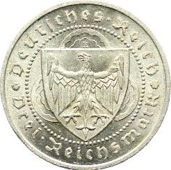 Fast Stempelglanz 65,- 345* 3 Reichsmark 1930F. Rheinland-Räumung.