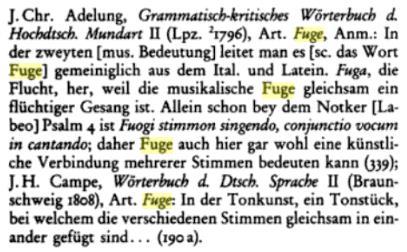 Der Begriff Fuga wurde bereits im 14. Jahrhundert für den Kanon verwendet, später auch allgemein für Imitationen.