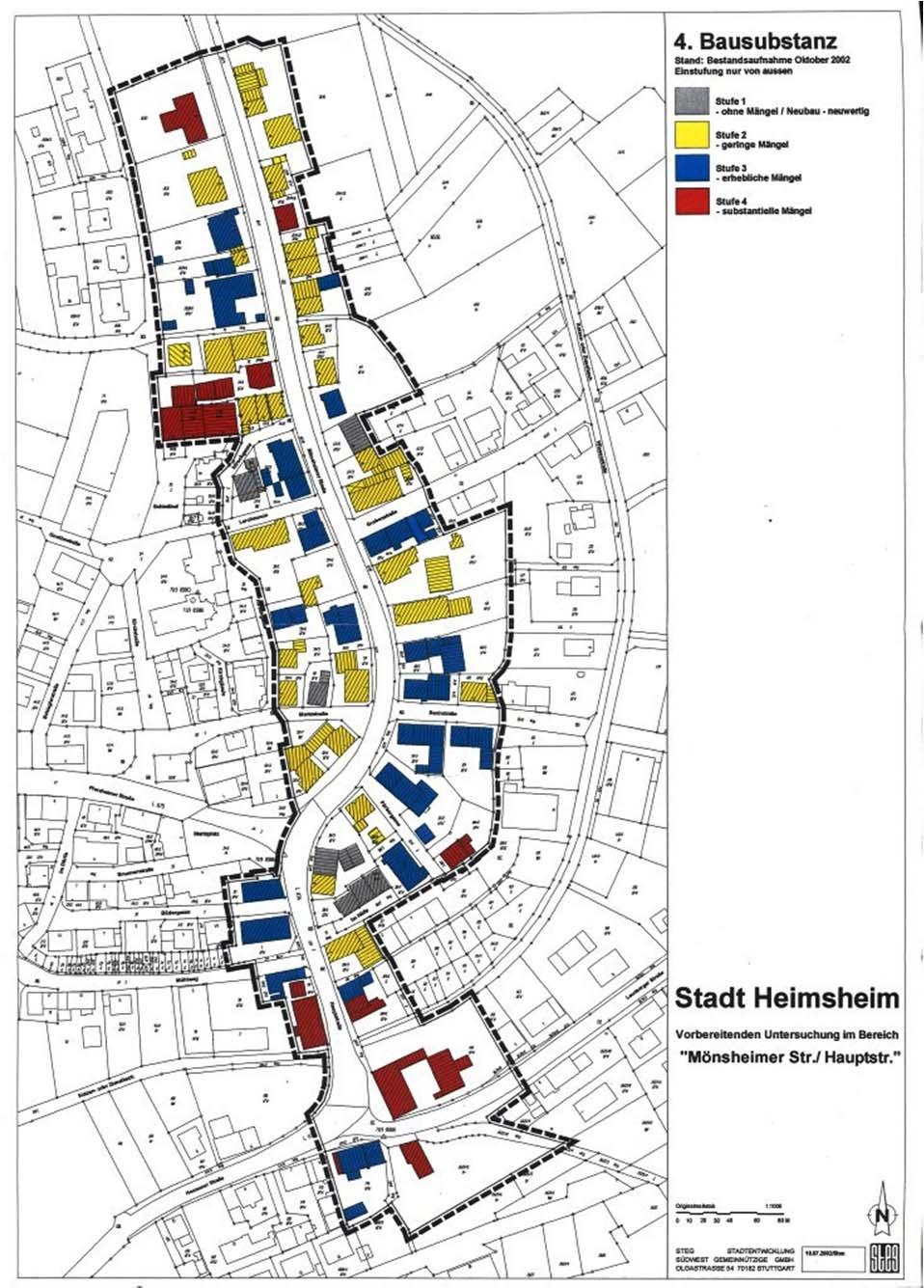 Bestand -Sanierungsgebiet Mönsheimer Straße/Hauptstraße- Schwerpunkte: Verbesserung der vorhandenen Bausubstanz Verbesserung der Wohnungsausstattung Neuordnung von