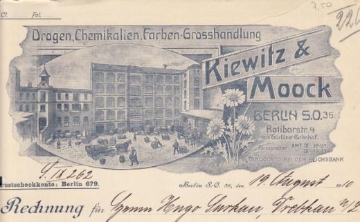 Abheftlochung, Knickfalte. Format 22,5x29. Los 231 Ausruf: 16 Berlin, 1906: Th. Fork.